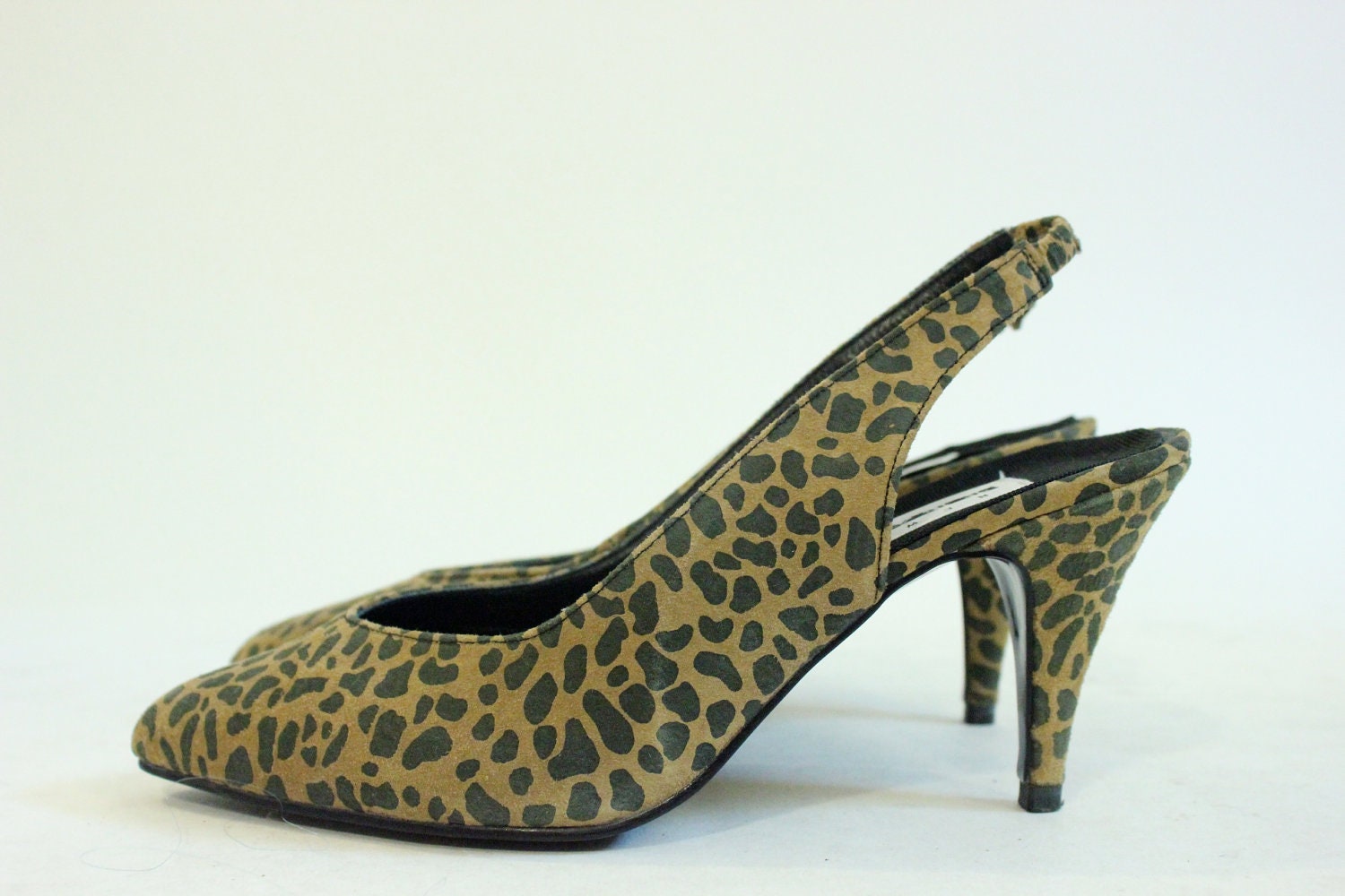 SARAH JESSICA 80s Leopard Print Vintage Sling Back Heels