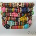 Friendship Bracelet TRIBAL SKULL African Recycled Vinyl Records and Colorful Skull and Wood Beads