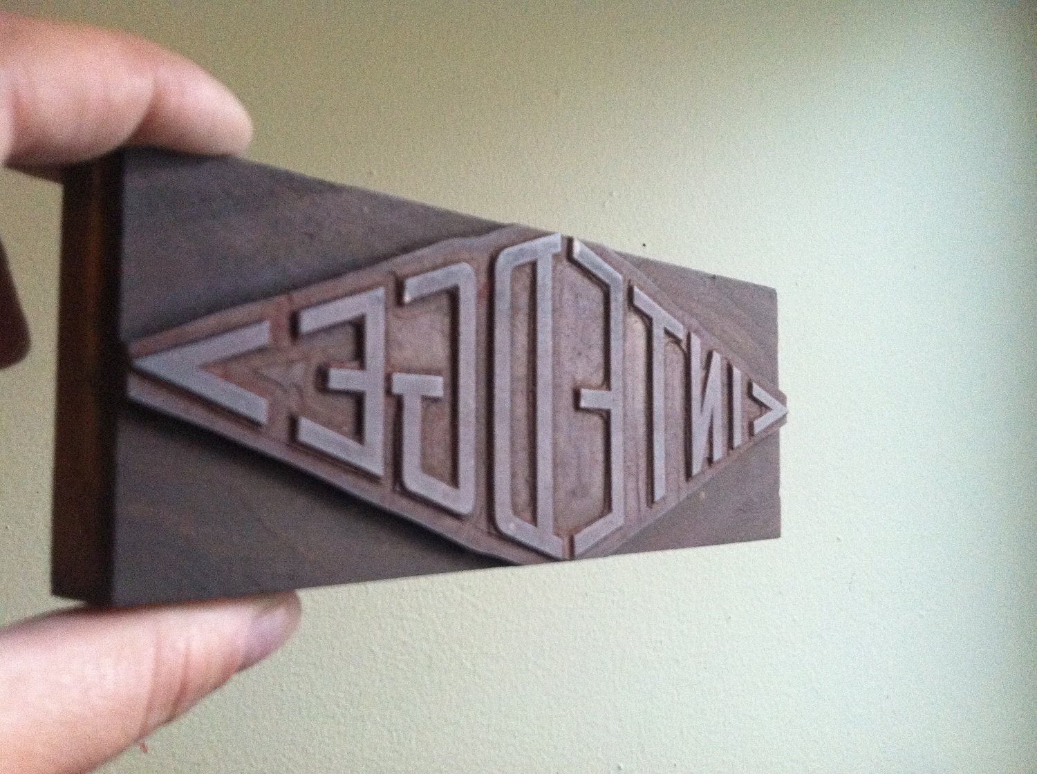 Vintage Kitchen Knife Advertisement - Huge Wooden Letterpress Printer's Block - Intedge