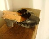Vintage Children Clogs Portuguese Traditional Craft Leather and Wood