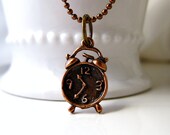 Alarm Clock Necklace Metal Old Fashion Clock Charm Copper Chain Vintage Style Victorian Inspired Jewelry