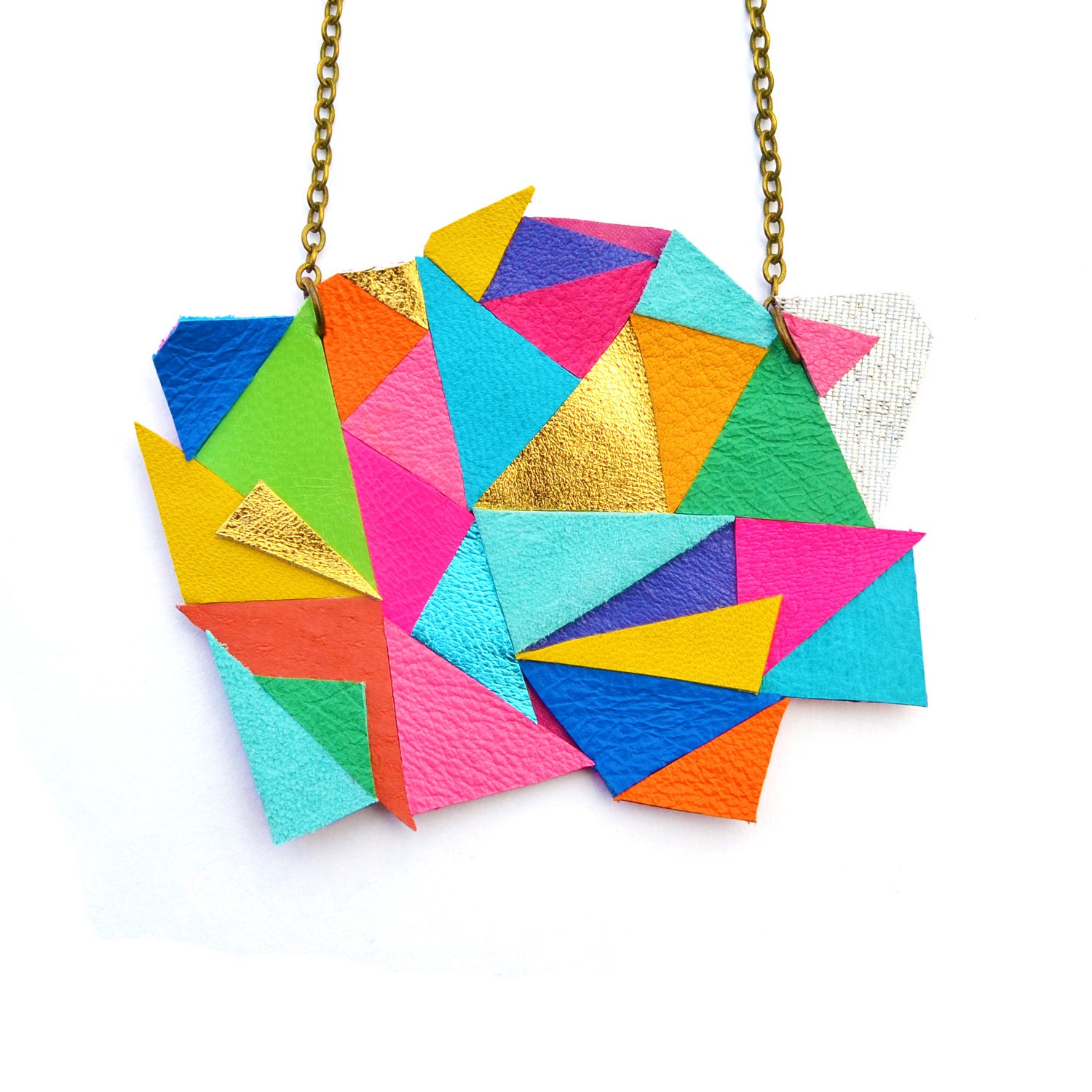 Neon Geometric Necklace Triangle Color Kaleidoscope