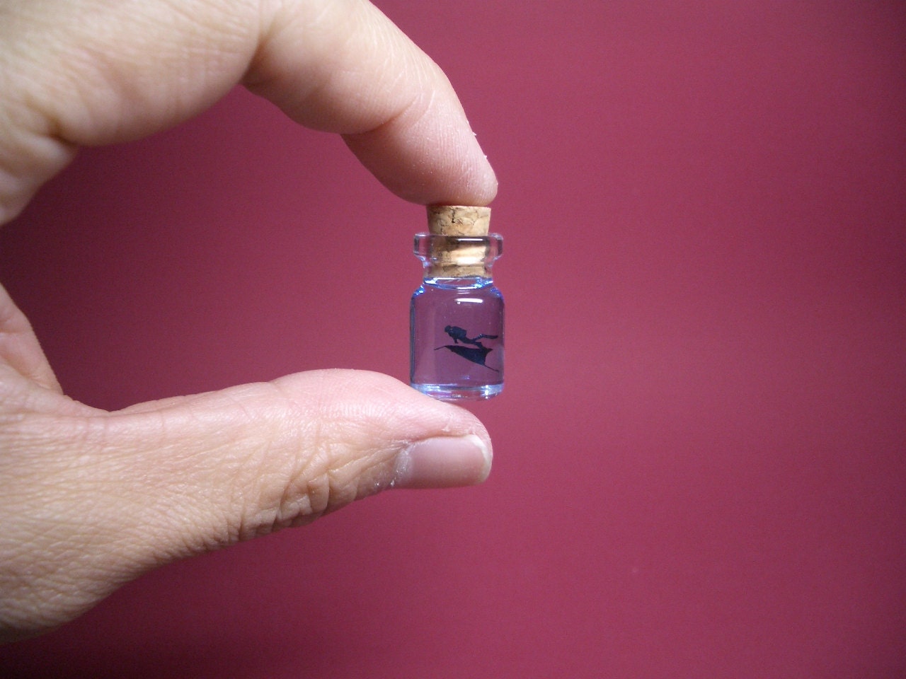 Manta and diver are in a tiny bottle ver.2
