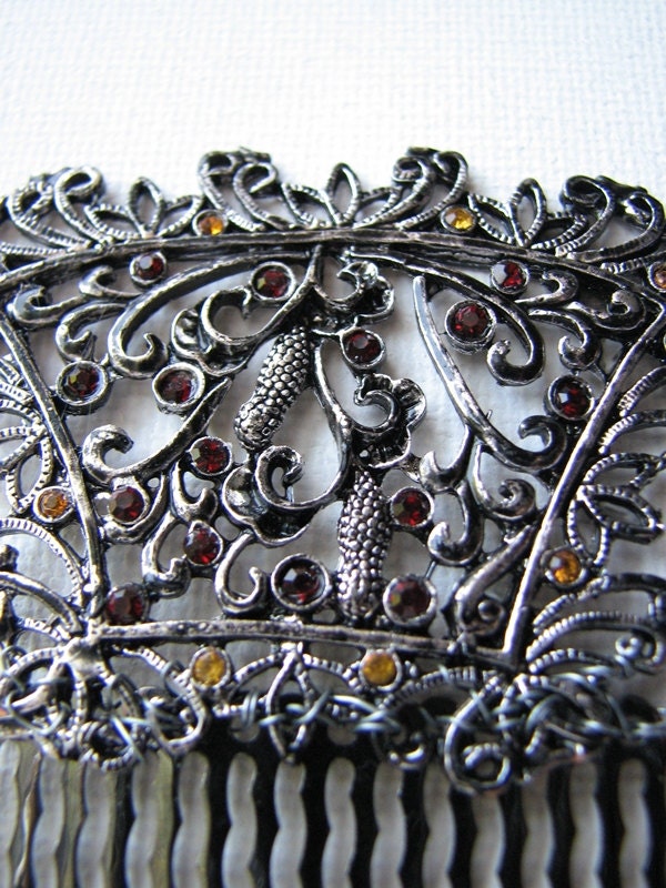 Rhinestone Hair Comb Spanish Style Art Nouveau