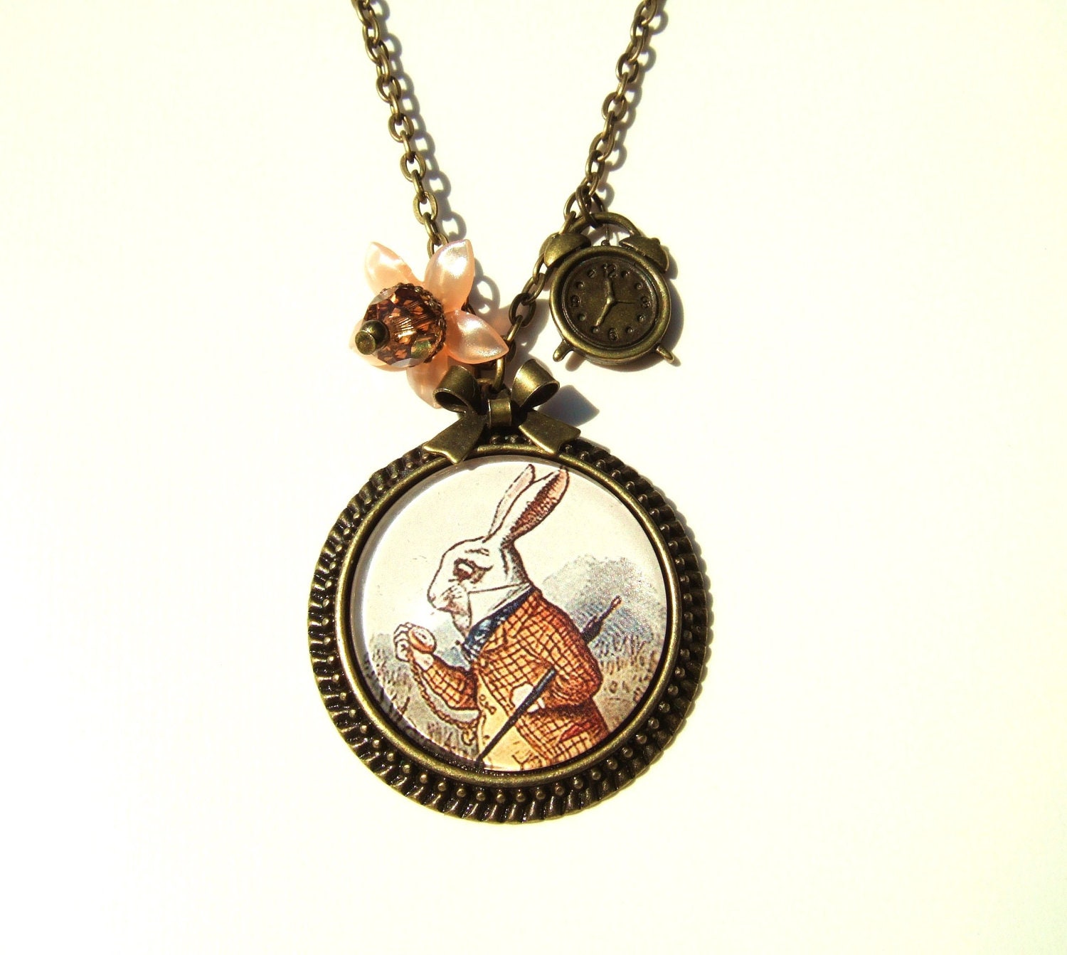 White Rabbit Necklace UK Seller White Rabbit Cameo Alice in Wonderland Jewellery Alice in Wonderland Jewelry