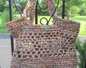 Grocery Bag Purse Tote Market Bag Large OOAK Plarn Upcycled