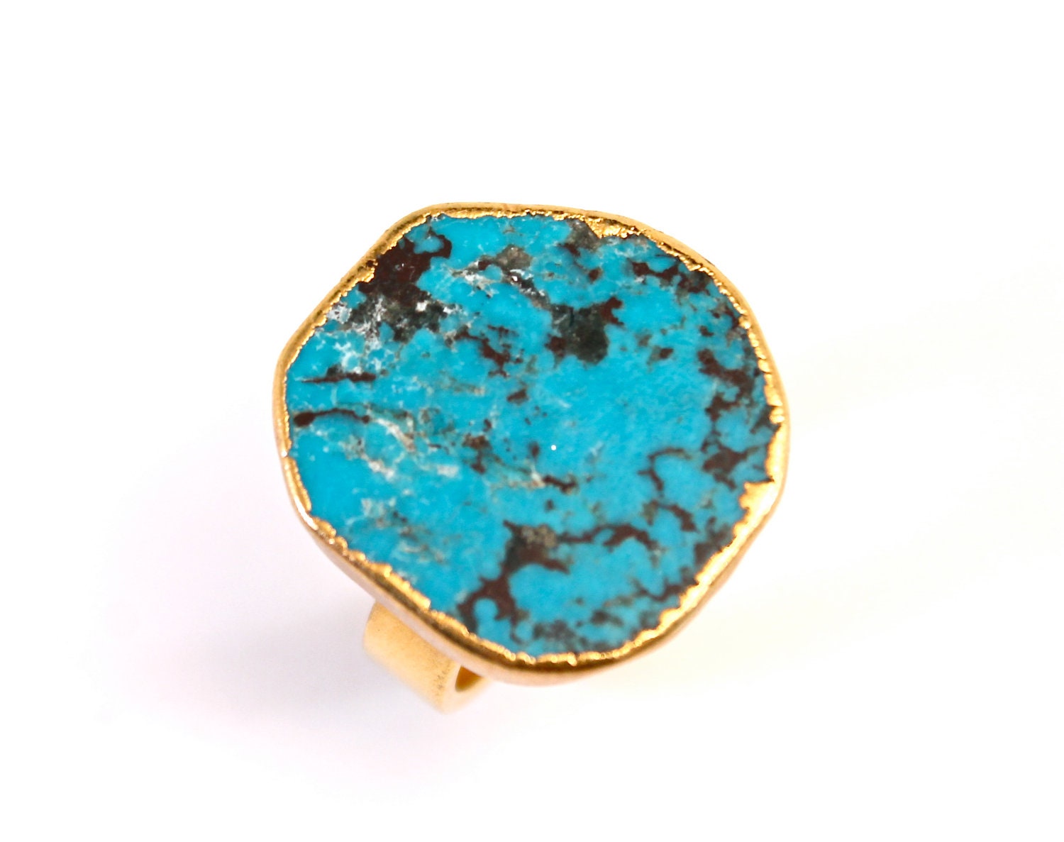 Large Turquoise Ring Round Gold Cocktail Ring Amy Fine Design