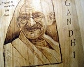 Gandhy pyrography art portrait with quote