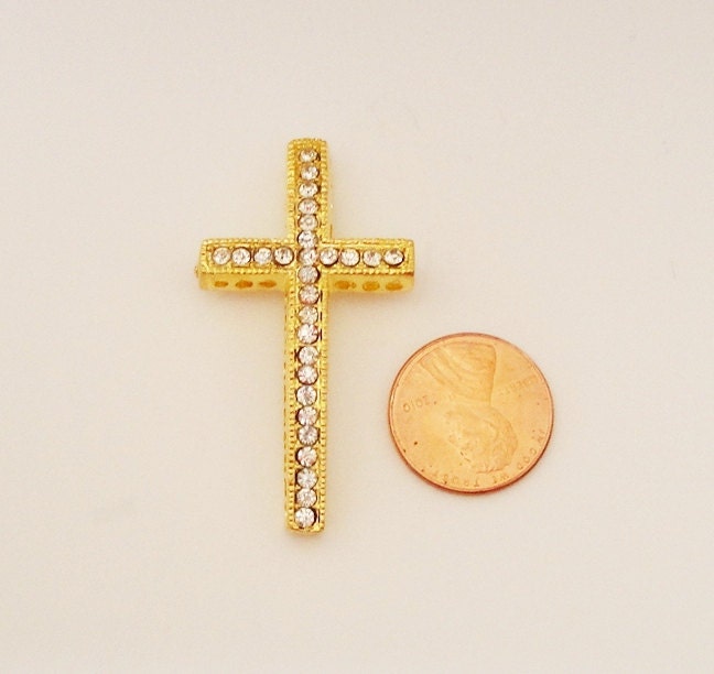 RESERVED Gold /SILVER Sideways Cross Bracelet Connector With clear rhinestone 11 Pieces