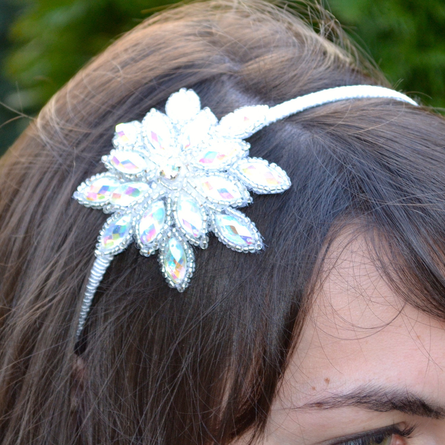 Sparkly Gem Snowflake Headband for Women Teens Flower Girl Handmade by Jill's Boutique