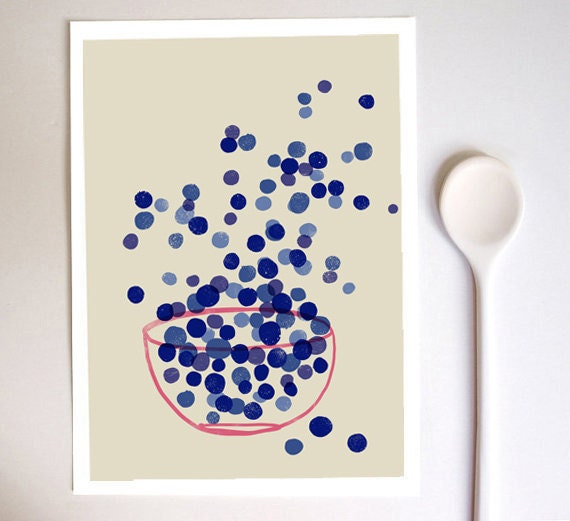 Kitchen Art print - Blueberry - Summer Fruit Art  / high quality fine art print