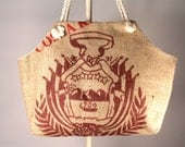 Recycled Burlap Coffee Sack Market Tote- Costa Rica Seal