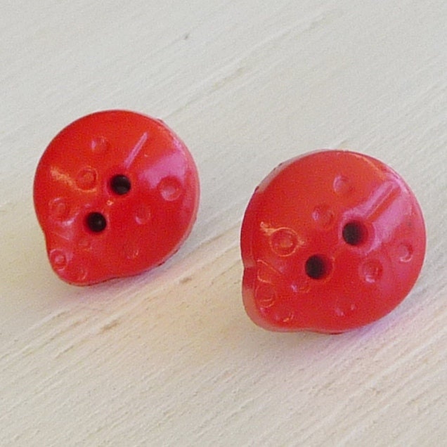 Red Ladybug Studs on Titanium Posts for Sensitive Ears, Nickel Free Earrings for Girls, Hypoallergenic Kids Earrings - Cute as a Button