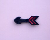 Arrow Brooch Pin, Navy and Pink pin, tapestry brooch