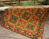 Patchwork Quilt Leaves- Handmade quilt, Lap quilt, Wall quilt, Throw