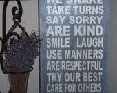 In This Class, Classroom Rules Typography Wood Sign, Subway Art Sign, Famly Rules Sign, Teachers, Teacher Gifts