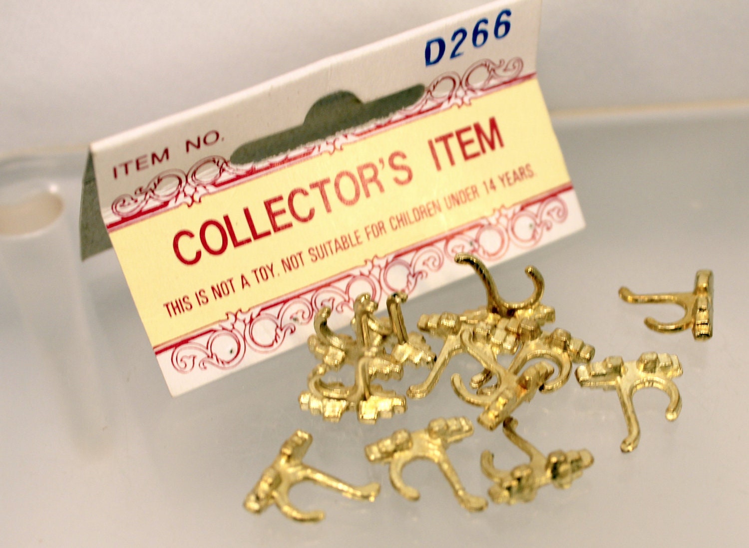 12 Miniature Coat Towel Hooks Brass Dollhouse Supply
