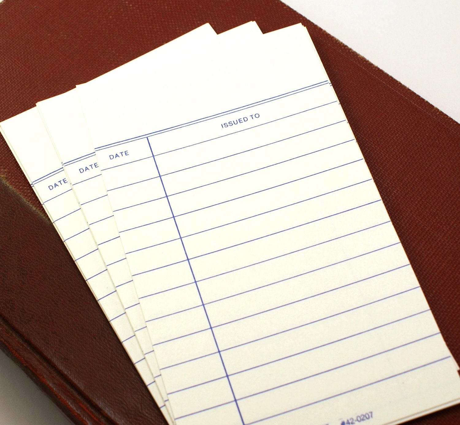 25 Traditional CRISP WHITE Old Fashioned Card Stock Library Cards with 2 columns and lined header