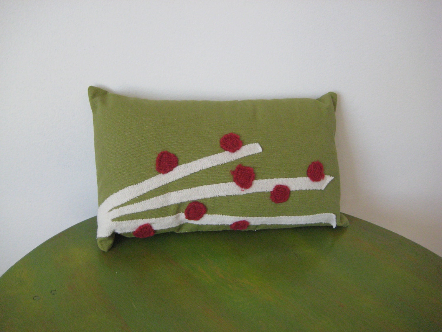 Green Pillow Berry Branch Modern Pillows Decorative Sofa Accent Cushion