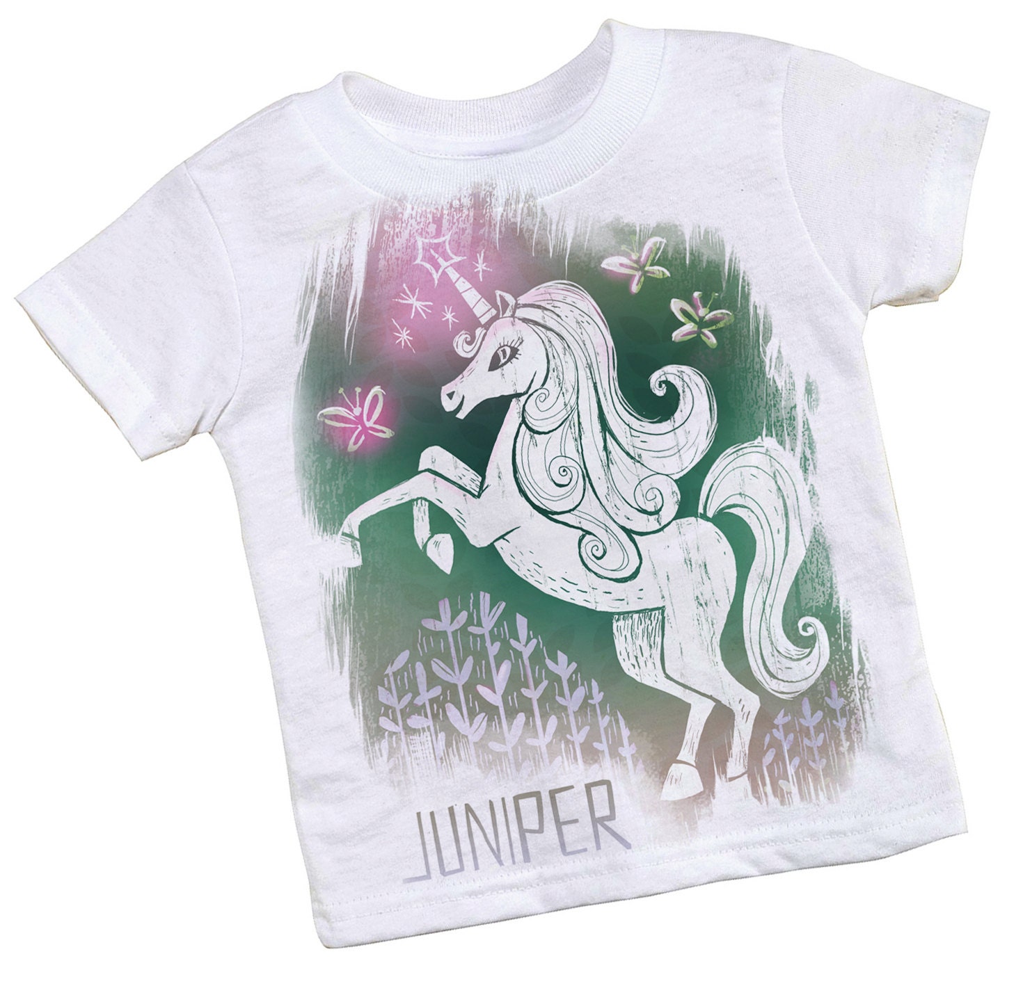 Toddler Girls Tee Shirt - Personalized Unicorn Top