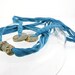 Skinny scarf lariat fiber necklace scarf necklace cotton ceramic long blue vegan ooak ceramic beads curationnation