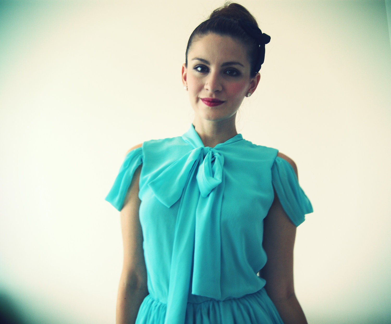 Aqua Chiffon A-Line Cotton Candy Dress