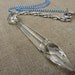 Repurposed Vintage Glass Chandelier Crystal Pendant Necklace in BLUE and SILVER - Womens Upcycled Jewelry Jewellery