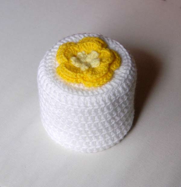 Cottage Rose Crochet Toilet Paper Cover, Chic Yellow Flower, Bathroom Home Fashion
