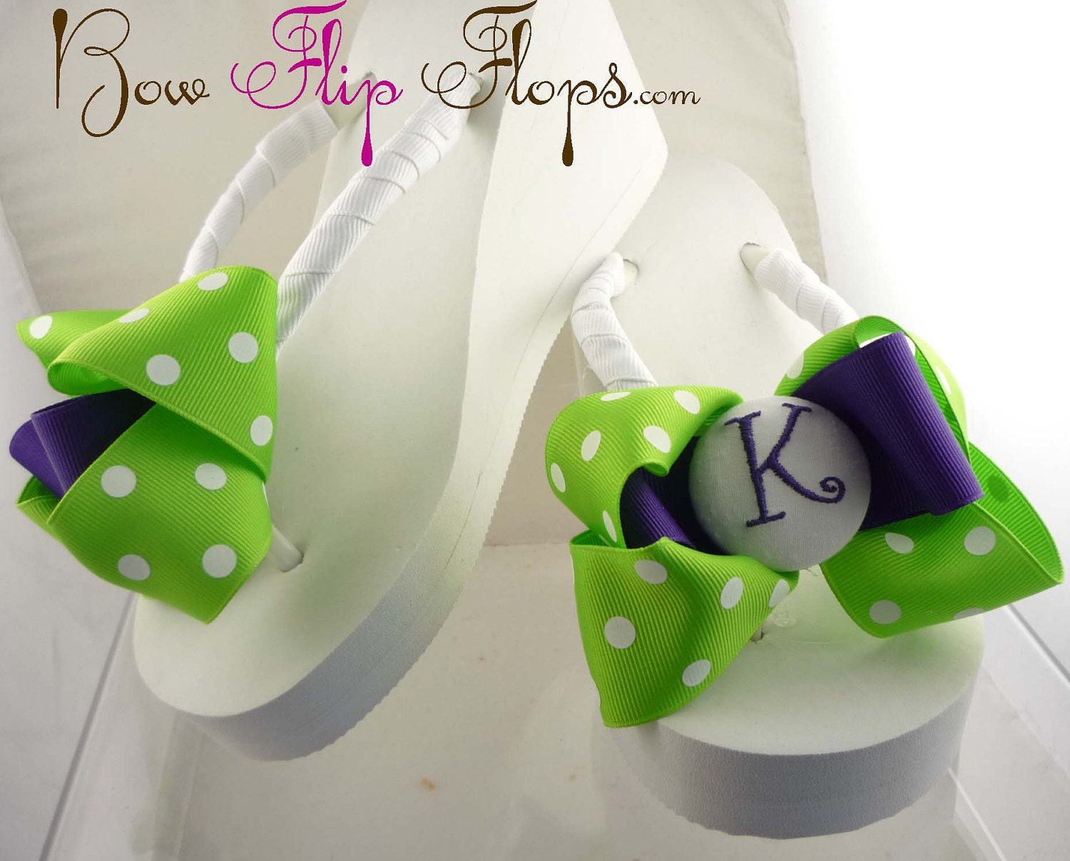 Bridal Flip Flops Wedge Bow Platform Heel White Bride Wedding Ivory Ribbon Mongorammed Personalized Initial Swarovski bridesmaid