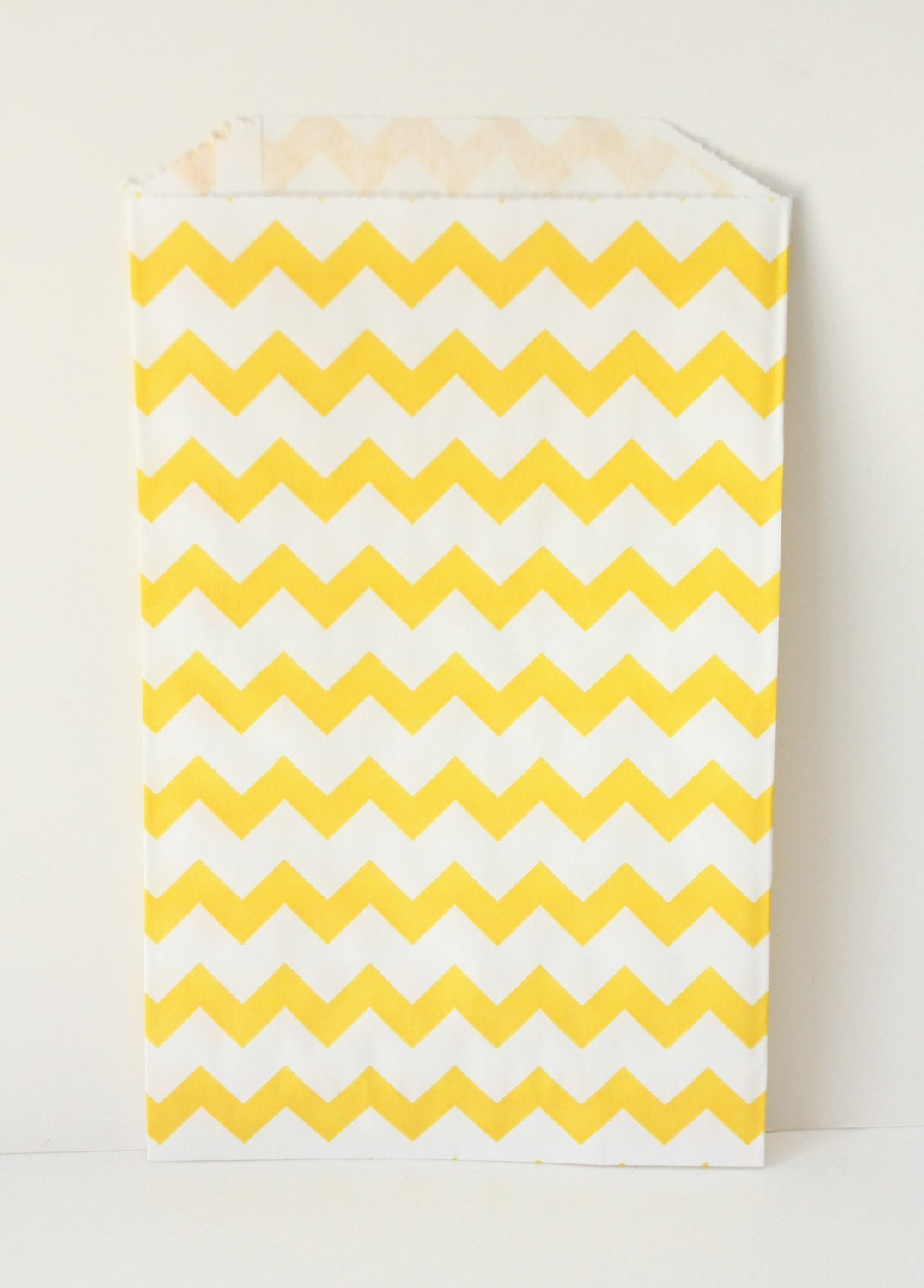 12 Yellow Chevron FAVOR BAG - Paper Sack - Popcorn Bag - Candy Buffet favor - Wedding favor bag - Party favor bag - chevron treat bag Il_170x135