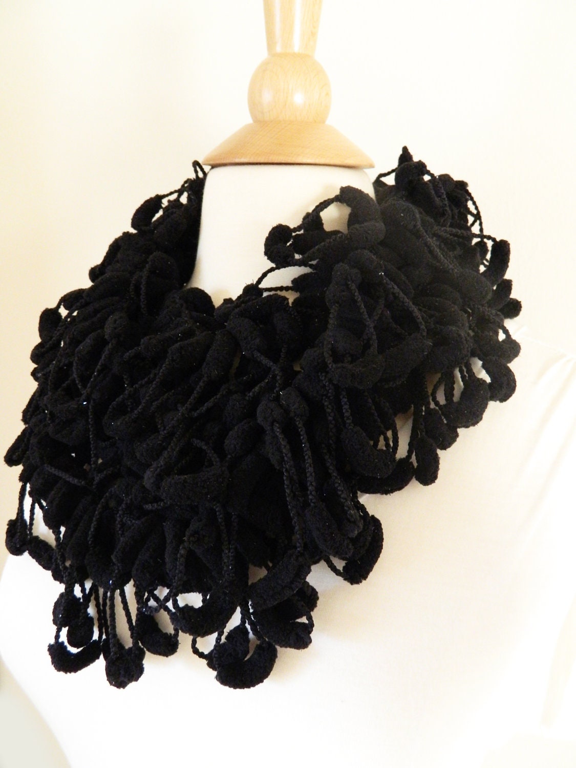 Sale Pompom Scarf - Super Soft Fashion Scarf - Black