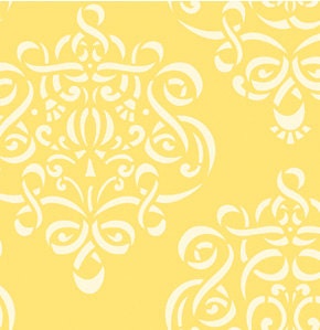 Taza - Ribbon Damask Yellow  by Dena Designs - Fabric -1/2 yard Cotton Quilt Fabric
