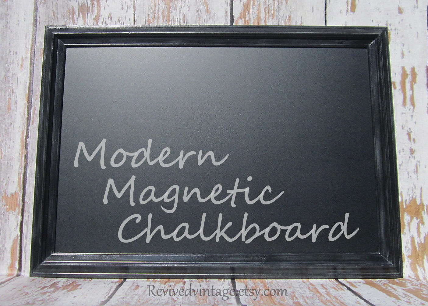 Large BLACK FRAMED CHALKBOARD 42"x29" Modern Framed Blackboard Magnetic Modern Home Decor Urban Leaning Black Framed Chalk board