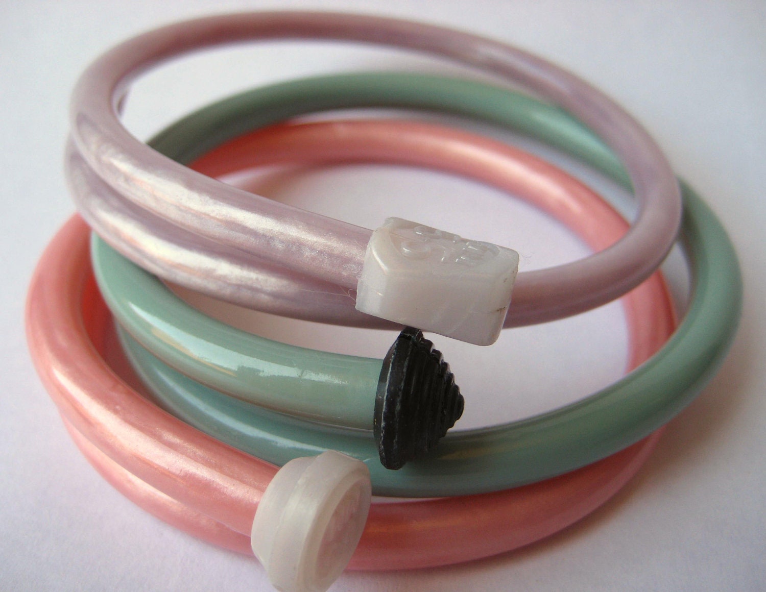 Recycled Knitting Needle Bracelets Opal Pastels Medium