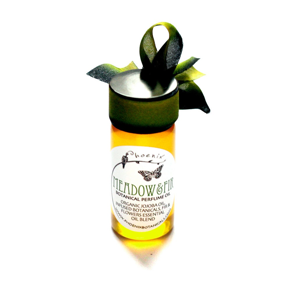 Meadow and Fir, Pure Botanical Perfume Oil, Wildflowers, Fir, Amber - Organic, Vegan - .25 oz (7.4 ml) glass jar