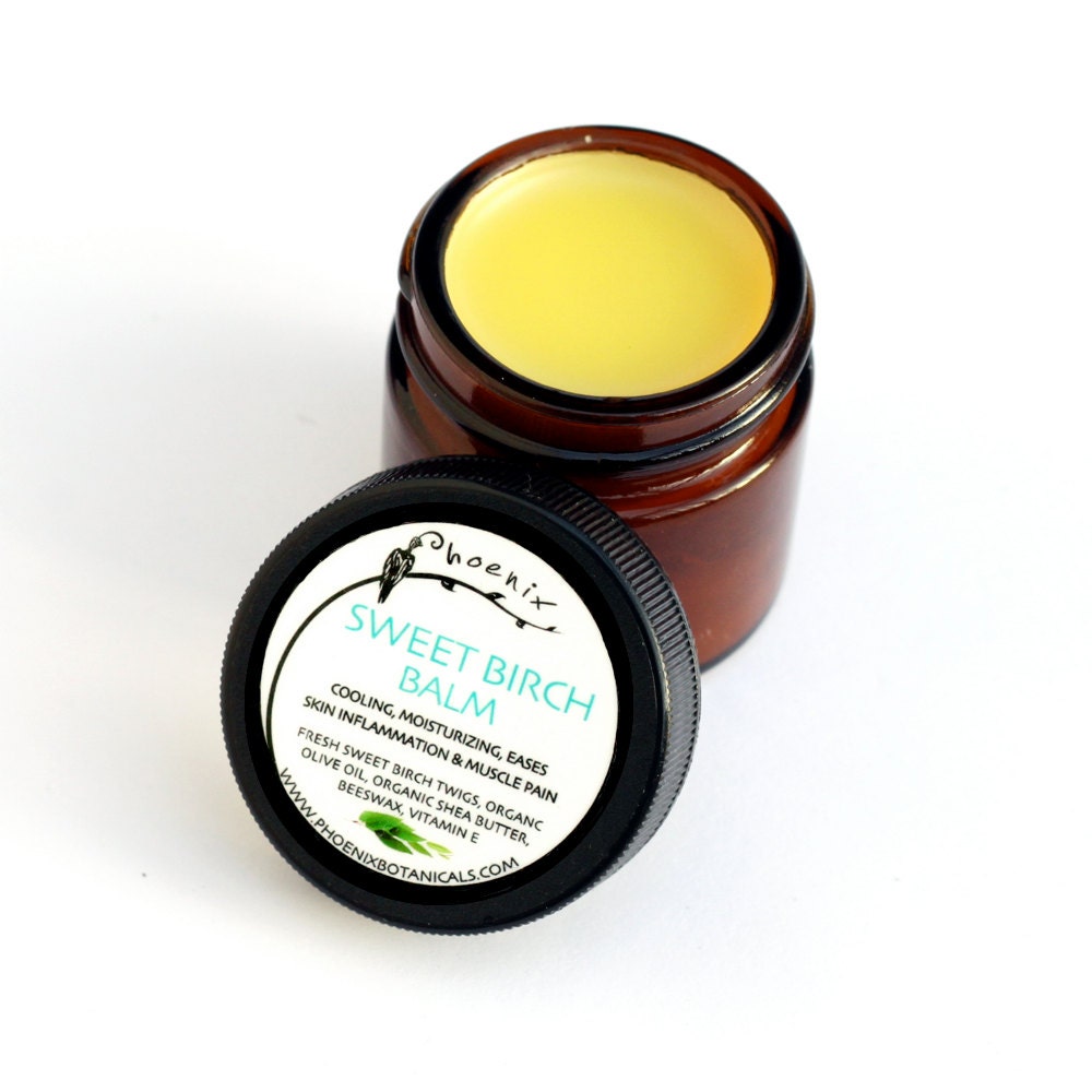 MAY SPECIAL - Sweet Birch Balm - anti itch, eczema relief - organic herbal salve -.85 oz glass jar