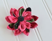 Pink Poinsetta Fabric Flower Petal Clip