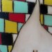 Untitled mixed media painting squares ACEO art bees wax wall red yellow girl art