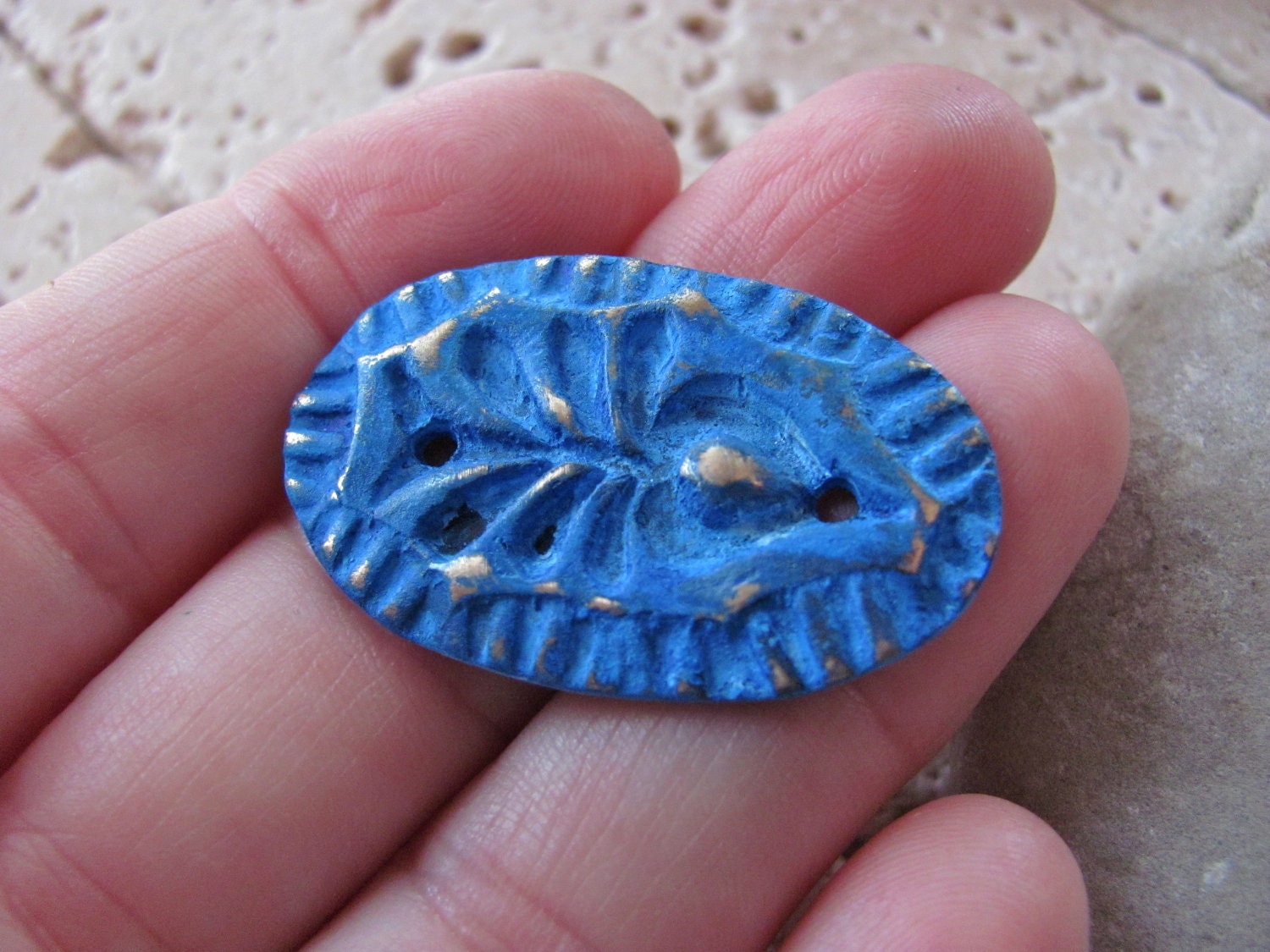 Bronze Fish Connector in Blue Ocean Patina