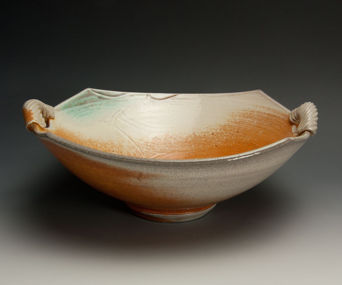 Handcrafted white stoneware soda fired fruit, serving bowl - 535