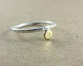 Golden Sun Hammered Skinny Sterling Silver Stacking Ring