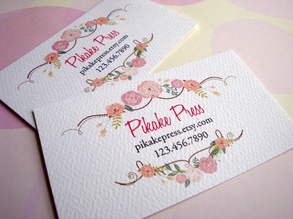 Pastel Flowers Business Cards Calling Cards - Set of 50