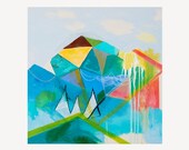 Geometric--Red Feather--Original Painting