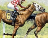 Racehorses Dueling Print 8 x 16