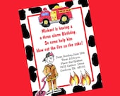 10 Firetruck Fireman Birthday Party Invitations or Printable DIY U print
