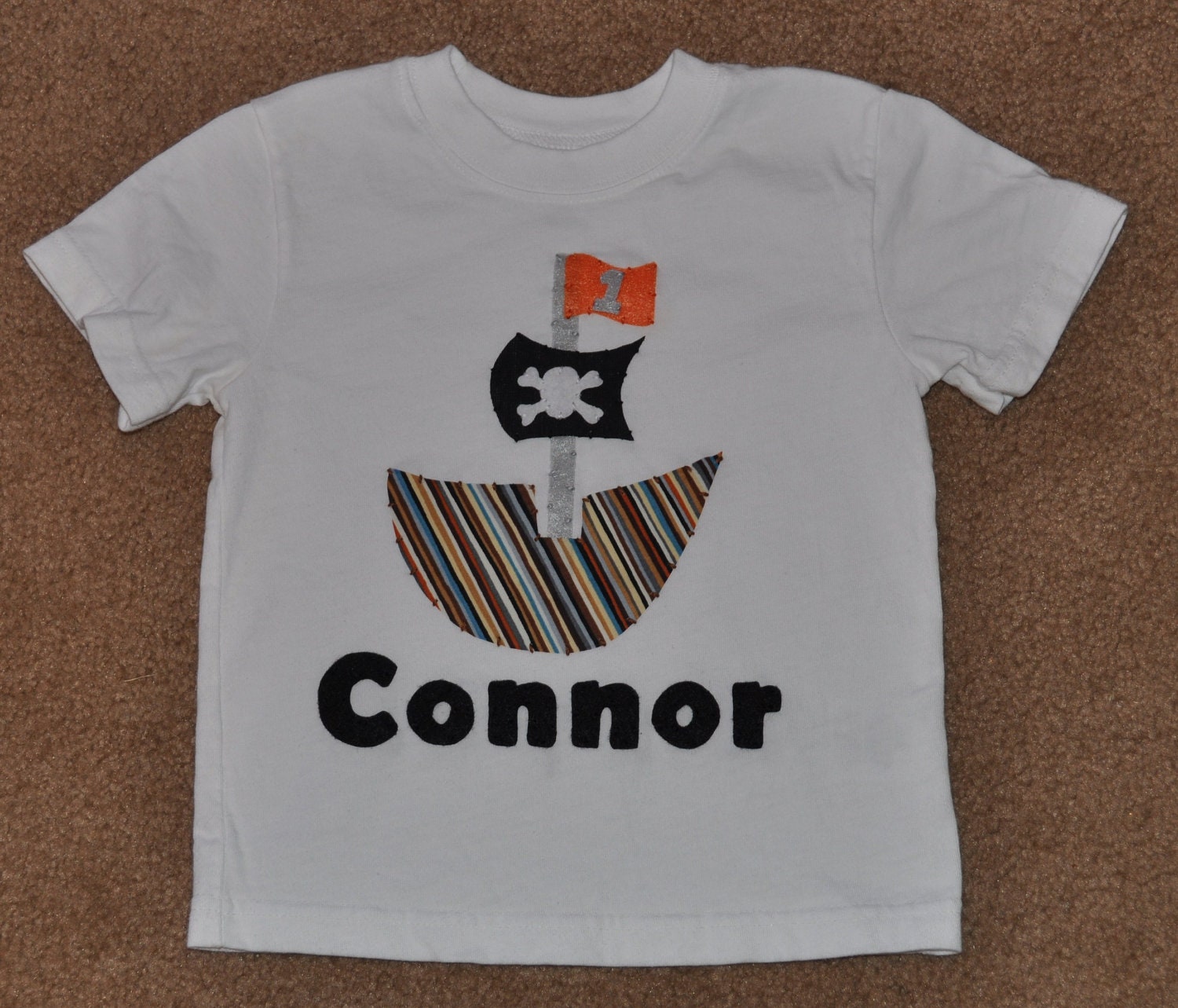 Pirate Ship with Birthday Age Applique Shirt for your Baby, Toddler or Child - YOU pick size and color combo
