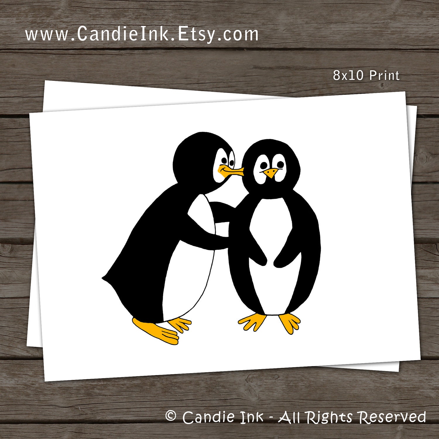 Penguins Kissing, 8x8 or 8x10, Be my Valentine, Animal Print, Kids Print, Nursery, Unframed, Proposal, Hugs & Kisses, xoxo