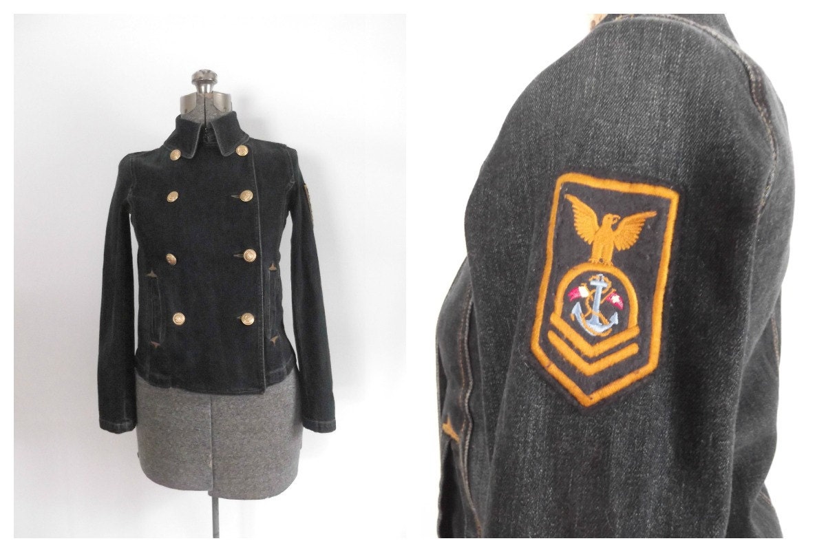 Ralph Lauren Denim Military Jacket Lauren Jeans Co Double Breasted Pea Coat