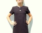 Navy blue 1970s style shift dress 1980s