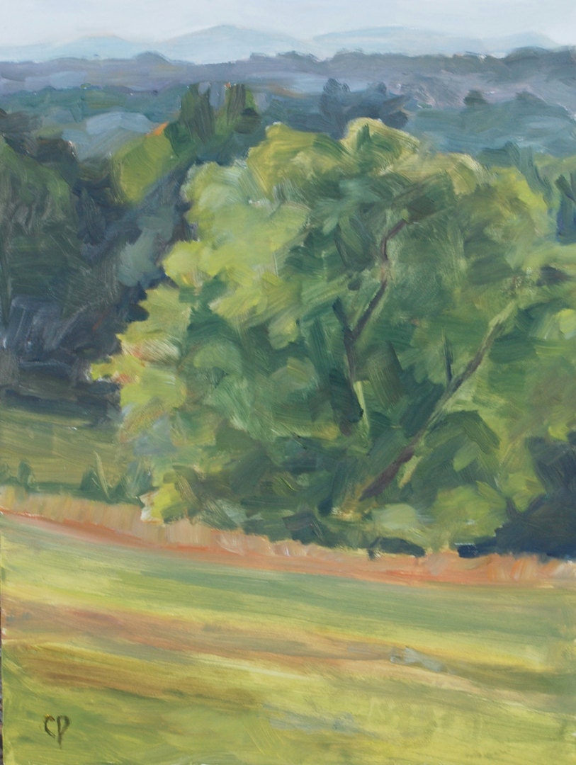 Plein Air Painting, Tree on a Hill in Tennessee, Original oil by Carol DeMumbrum